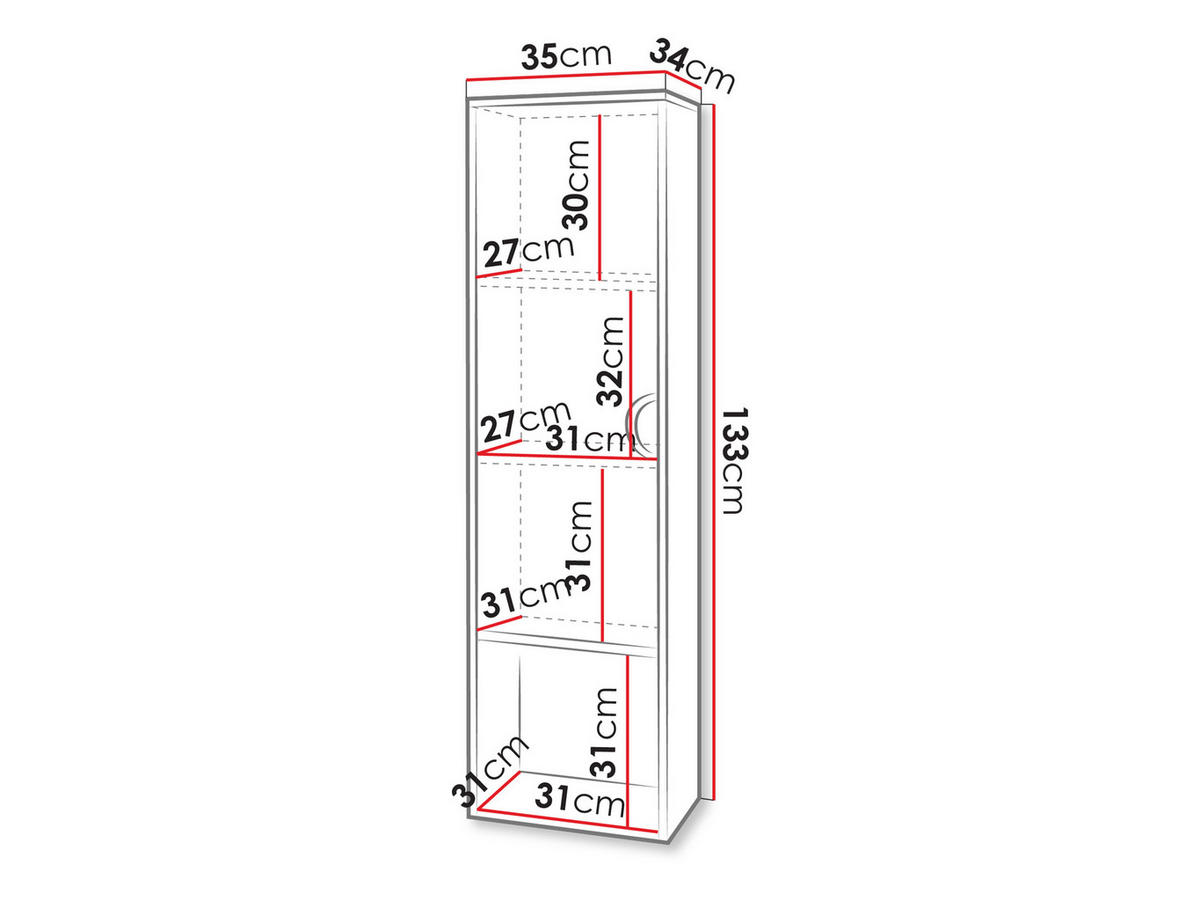 DULAP ÎNALT DE BAIE 14 - culoare lemn de nuc/negru, compozit lemnos/metal (35/133/34cm) - MIRJAN24