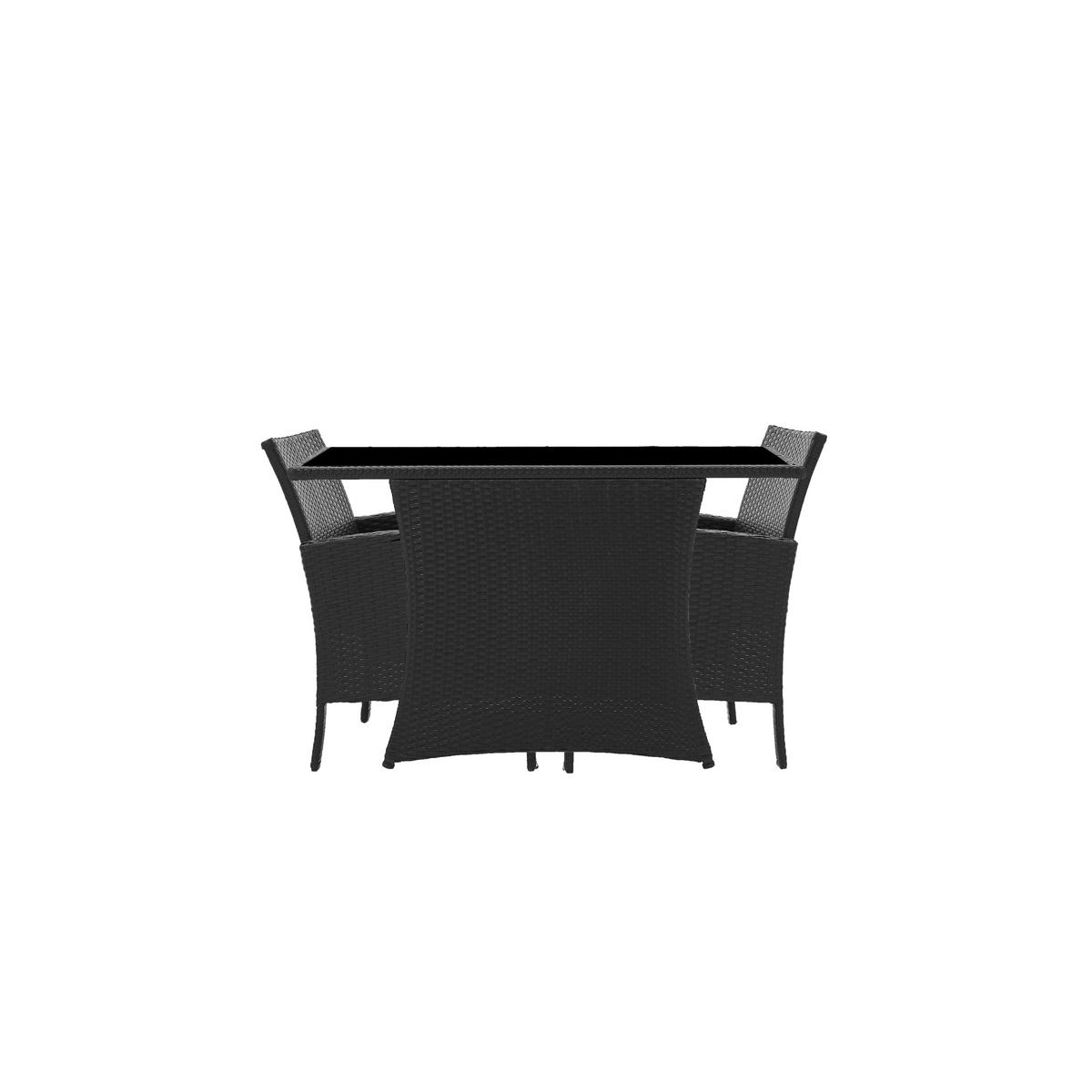 SITZGRUPPE Mubi 2 Sessel, 2 Sitzkissen, 1 Tisch, Schwarz - Schwarz, Kunststoff - TPFGarden