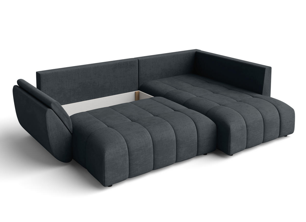 ECKSOFA L Form Kayseri Grau 266/190/86 cm – mit Bettkasten - Schwarz/Grau, Kunststoff/Textil (266/190cm) - AX Living