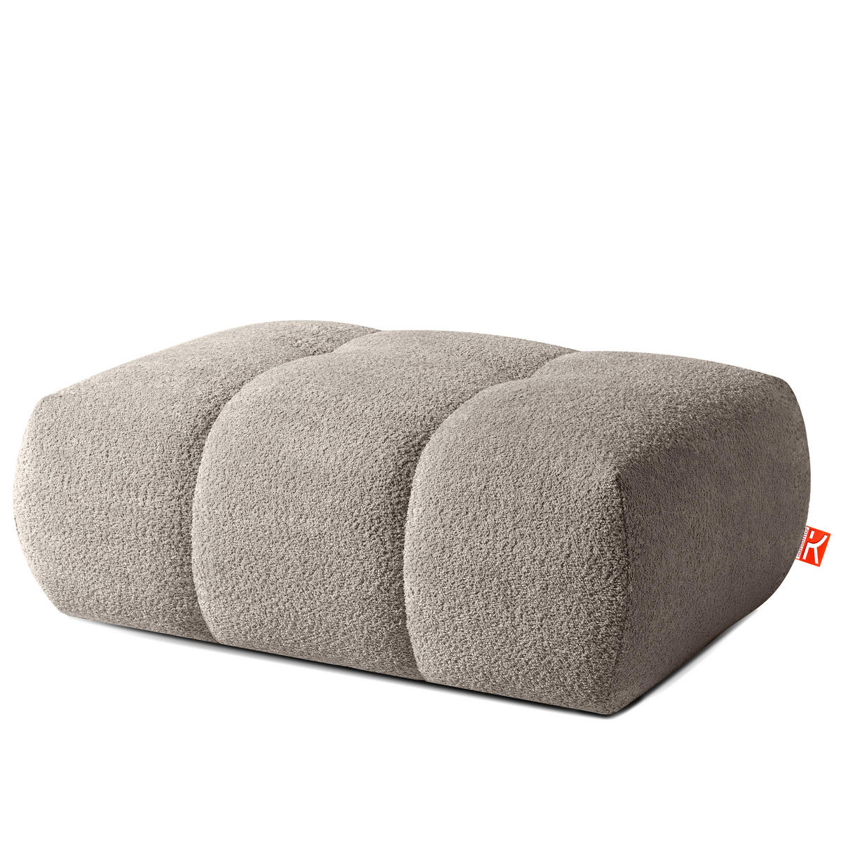 POUF LIRA, Grau, Bouclé - Grau, Holz/Holzwerkstoff (96/43/50cm) - KONSIMO®