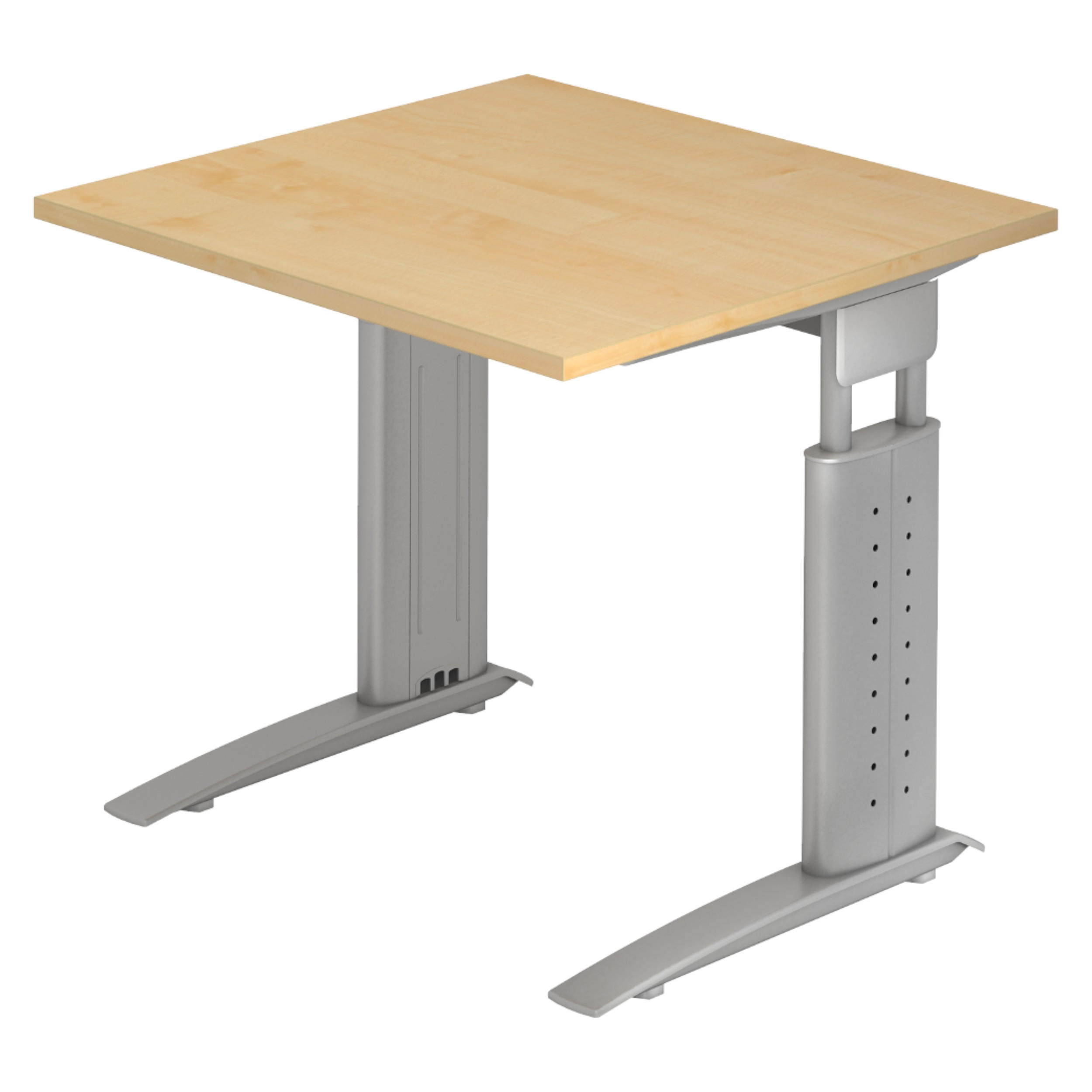SCHREIBTISCH Serie-U 80/80/74 cm in Ahornfarben/Silberfarbengrau - Silberfarben/Ahornfarben, Holzwerkstoff (80/80/74cm) - bümö