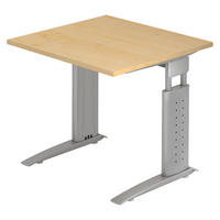 SCHREIBTISCH Serie-U 80/80/74 cm in Ahornfarben/Silberfarbengrau - Silberfarben/Ahornfarben, Holzwerkstoff (80/80/74cm) - bümö