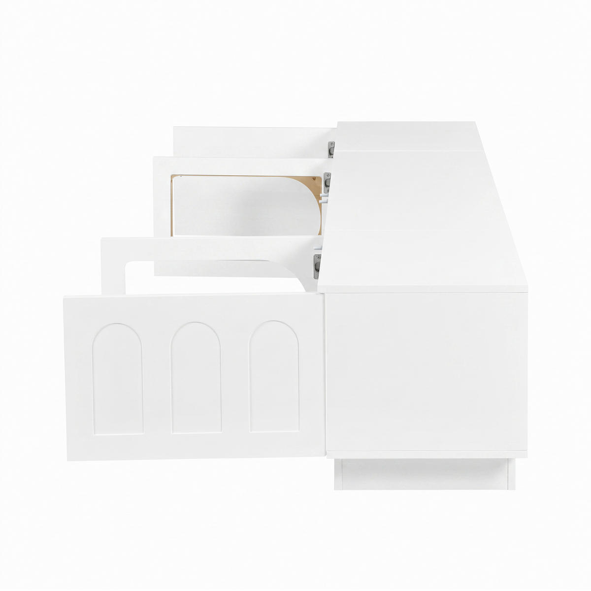 LOWBOARD DE-40167 mit LED-Beleuchtung und Glastüren Weiß - Weiß, Holzwerkstoff (200/42/40cm) - ComfortXL