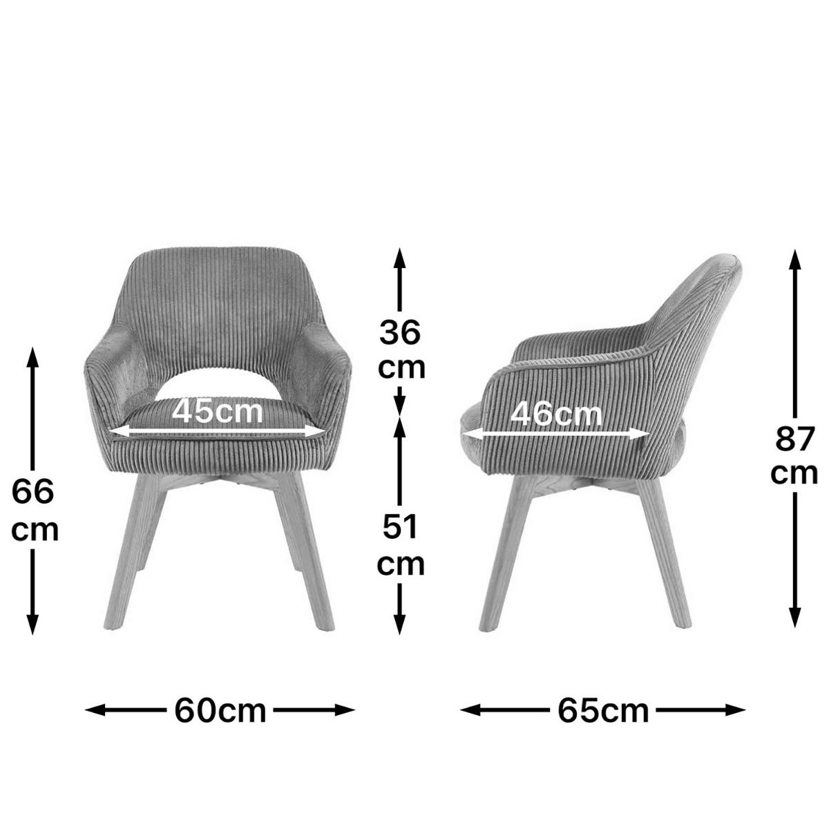 DREHSTUHL Mika-Mara - Honigeiche/Grau, Eichenholz/Holz (60/87/65cm) - DUBI Möbel