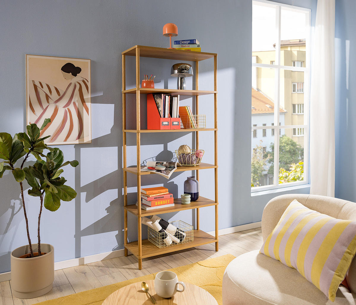 REGAL - Eiche Dekor / Eiche - Braun, Eichenholz/Holz (80/180/35cm) - home24