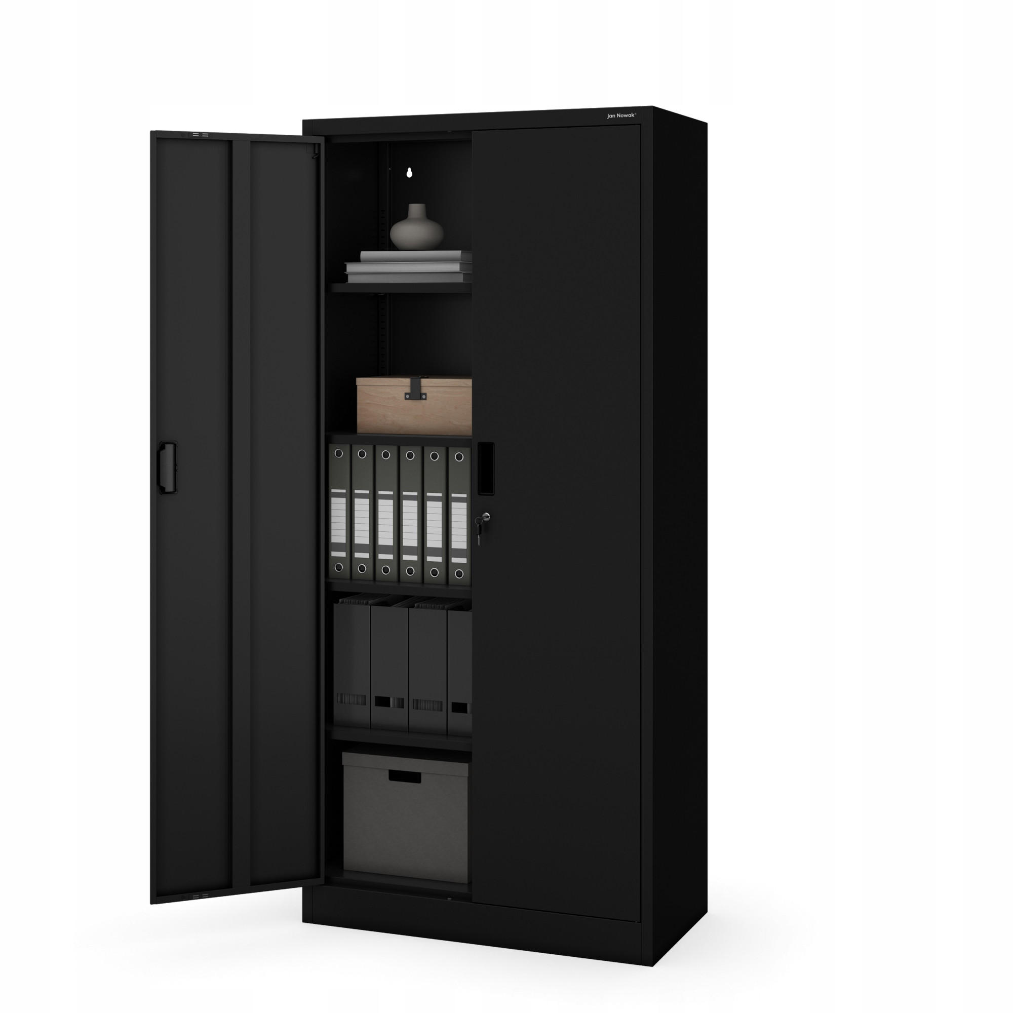 Jan Nowak Aktenschrank Schwarz 80x175x40 cm