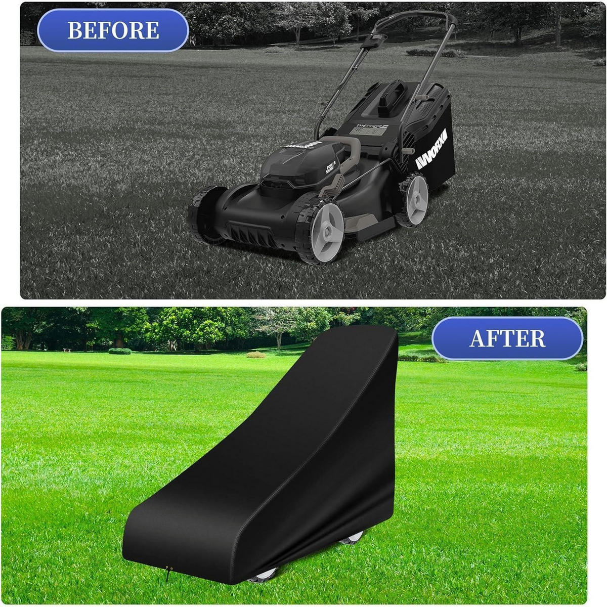 RASENMÄHER-ABDECKUNG 140 x 56 x 103 cm wasserdicht 420D Oxford Schwarz - Schwarz, Kunststoff (56/103/140cm)
