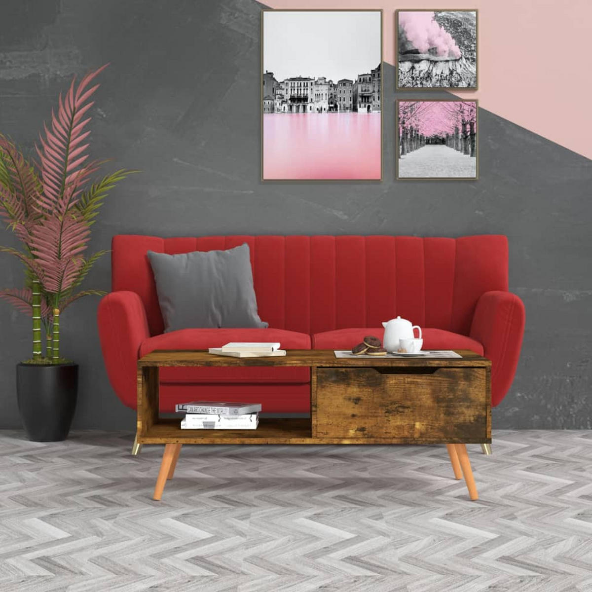 COUCHTISCH Räuchereiche 100x49,5x43 cm Holzwerkstoff - Braun, Holzwerkstoff (100/49.5/43cm) - furnicato
