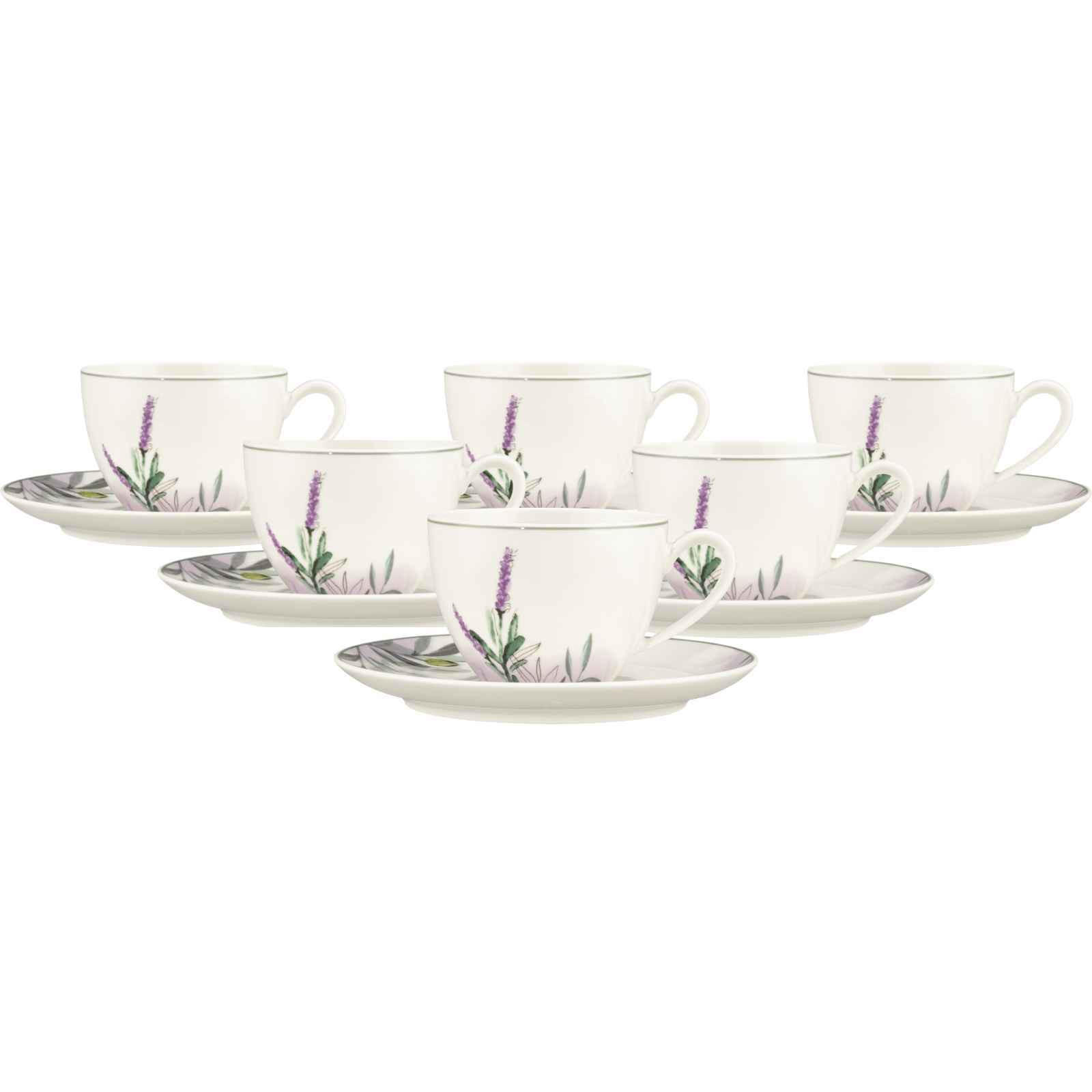 KAFFEETASSEN MIT UNTERTASSEN Savona Provence bunt-beige 270 ml 6er Set - Beige/Multicolor, Keramik (0.27L) - Seltmann Weiden