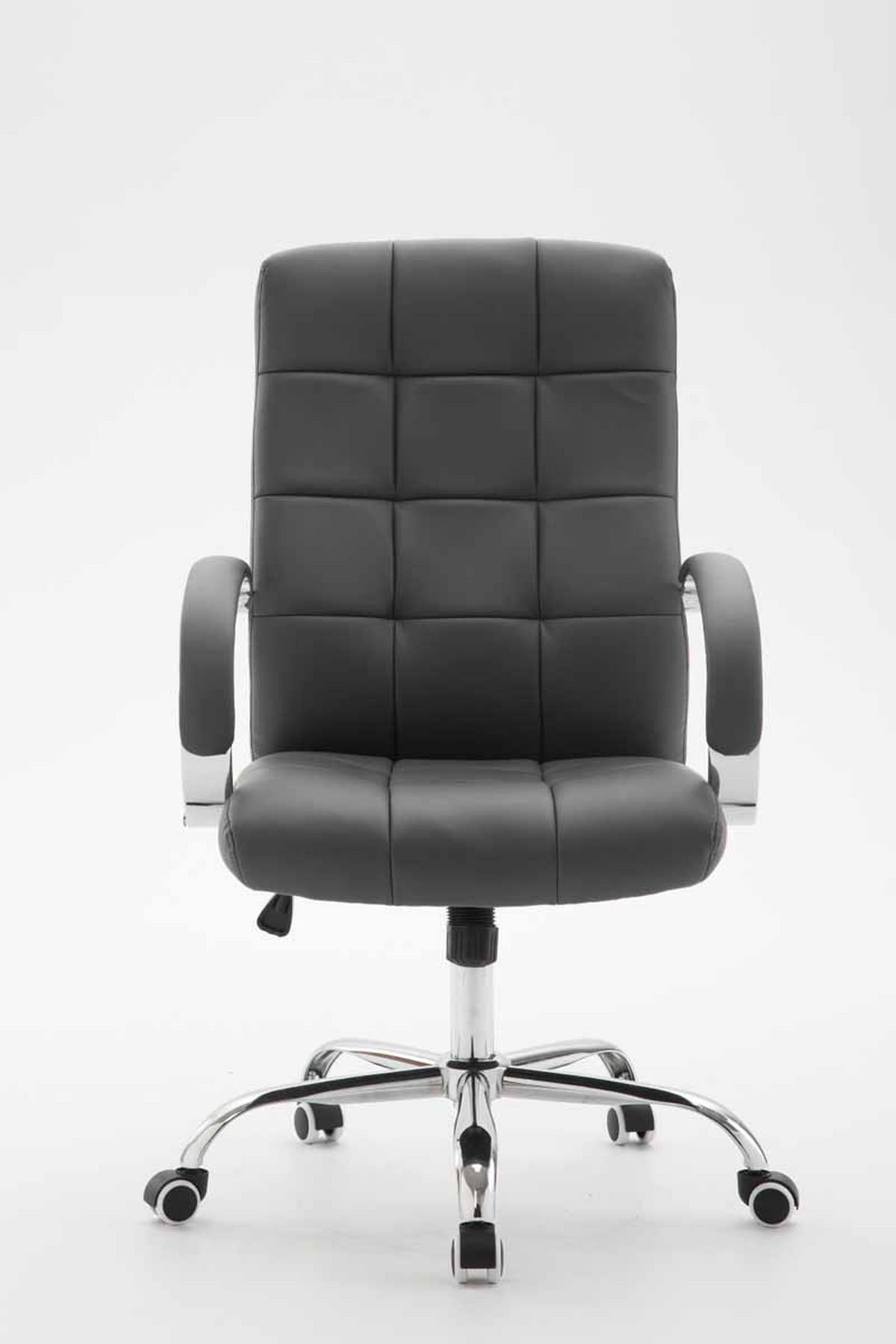 CHEFSESSEL Lederlook grau - Chromfarben/Grau, Textil/Metall (54/105/51cm) - CLP