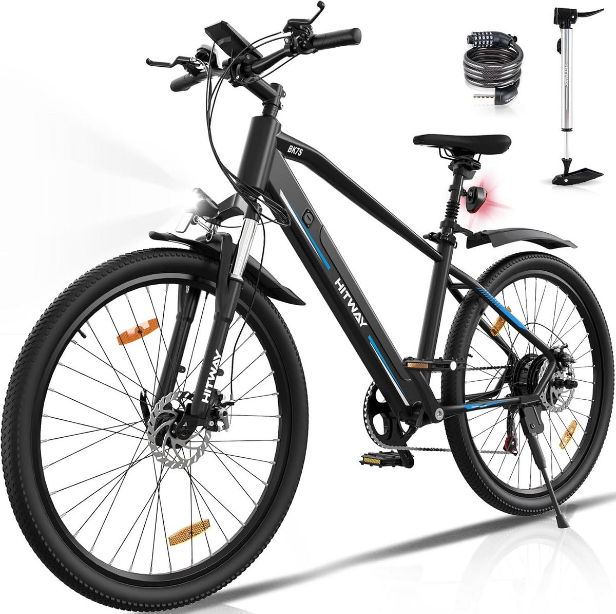 E-BIKE BK7S Reichweite bis 90 km - Schwarz, Metall (80cm) - HITWAY