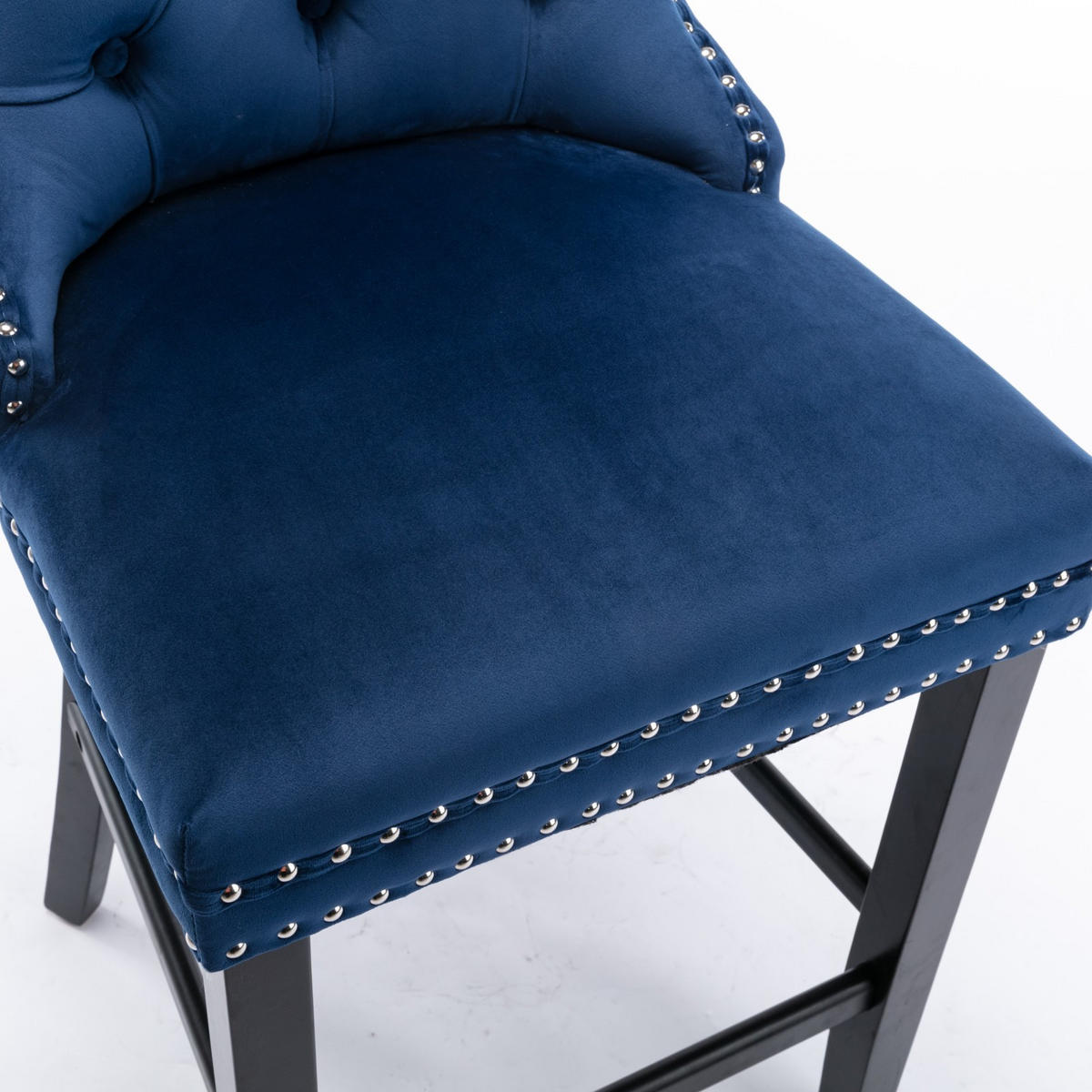 BARHOCKER 2er-Set Blau mit Samtbezug und Rückenlehne - Blau, Textil (65/95/50cm) - PANGIVO