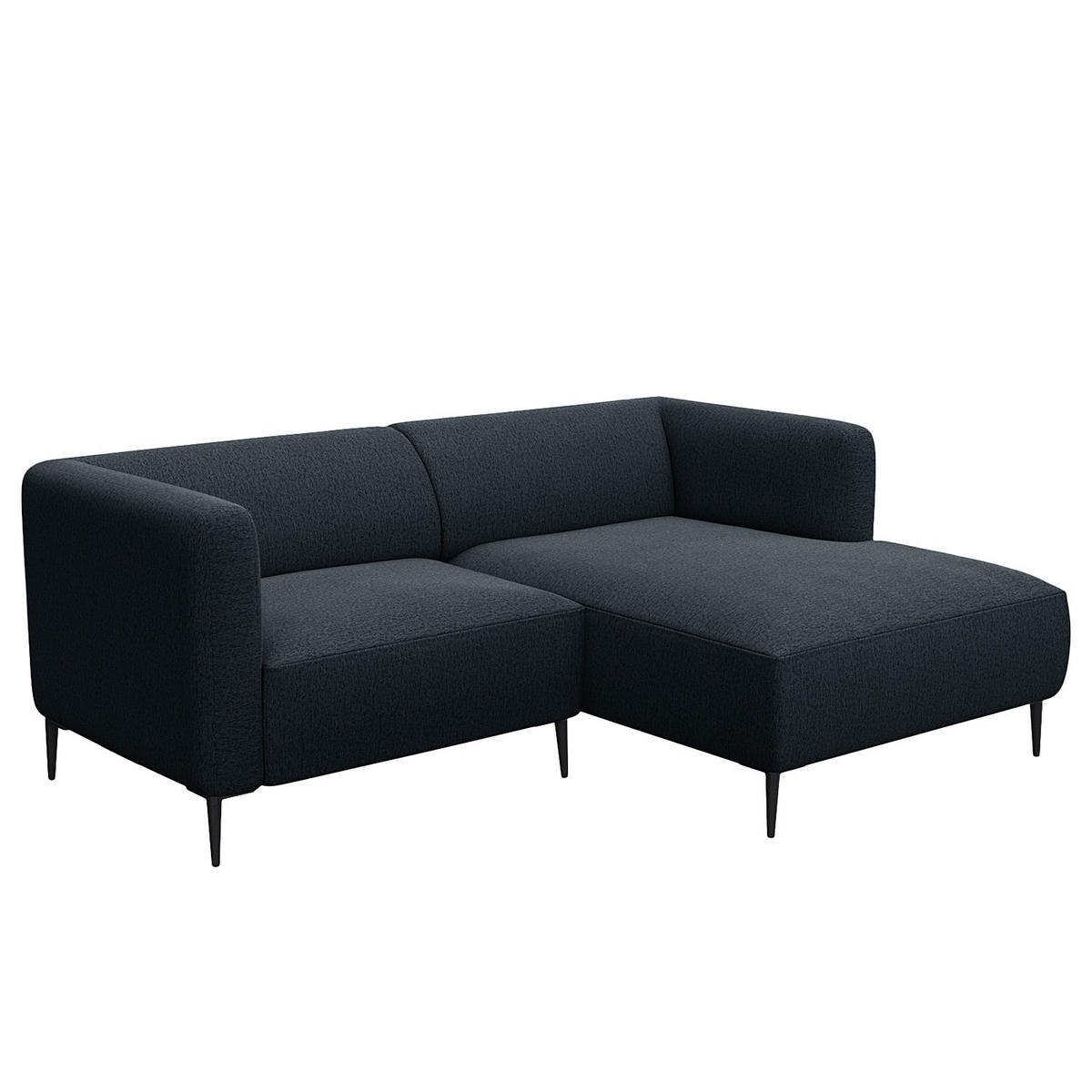 1,5-SITZER ECKSOFA mit Longchair - Schwarz/Grau, Textil/Metall (211/148cm) - home24