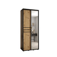 SCHWEBETÜRENSCHRANK 235,2/120/60 2-türig - Schwarz/Eiche Artisan, Holz/Metall (120/235/60cm) - Abiks Möbel