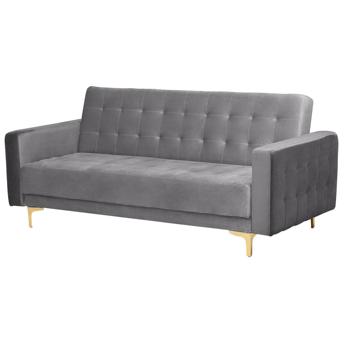 3-SITZER-SCHLAFSOFA Samtstoff Grau Aberdeen - Grau, Textil (186/83/88cm) - Beliani