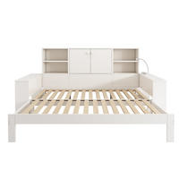 POLSTERBETT 90/200 cm Weiß mit Stauraum, Ausziehbett und USB-/USB-C-Anschlüsse - Weiß, Holz (90/200cm) - Oxeza