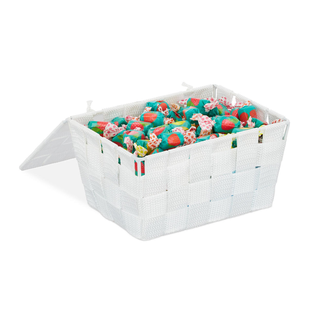 AUFBEWAHRUNGSKORB - Weiß, Kunststoff/Metall (19.5/10.5/14.5cm) - Relaxdays