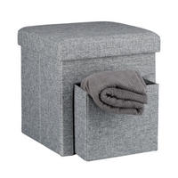 FALTBARER Sitzhocker - Grau, Holzwerkstoff/Textil (38/38/38cm) - Relaxdays