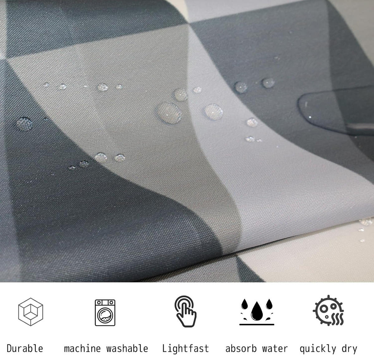 DUSCHVORHANG EVA 3D halbdurchsichtig schimmelresistent schnell trocknend transparent Kieselsteine Muster - Grau, Textil (180/180cm) - MCBOSON