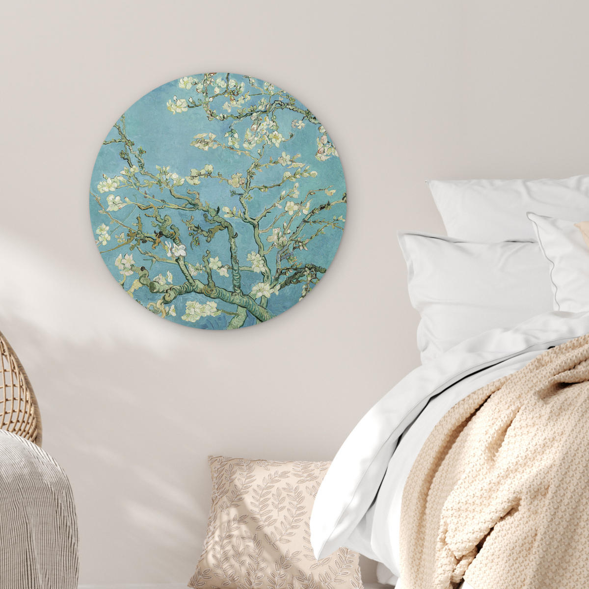 WANDBILD Van Gogh - Mandelblüte - Alte Meister - Kunst - Vintage Wanddeko Schlafzimmer 60x60 cm - Pastellblau, Kunststoff (60/60cm) - MuchoWow