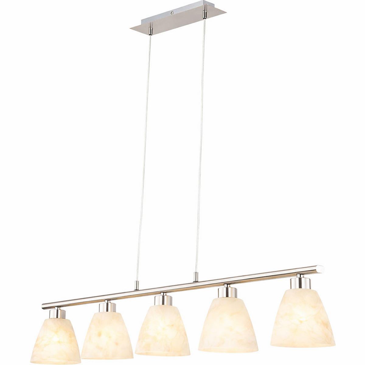 HÄNGELEUCHTE Metall Glas Alabaster Silber - Silberfarben, Glas (93/13/120cm)