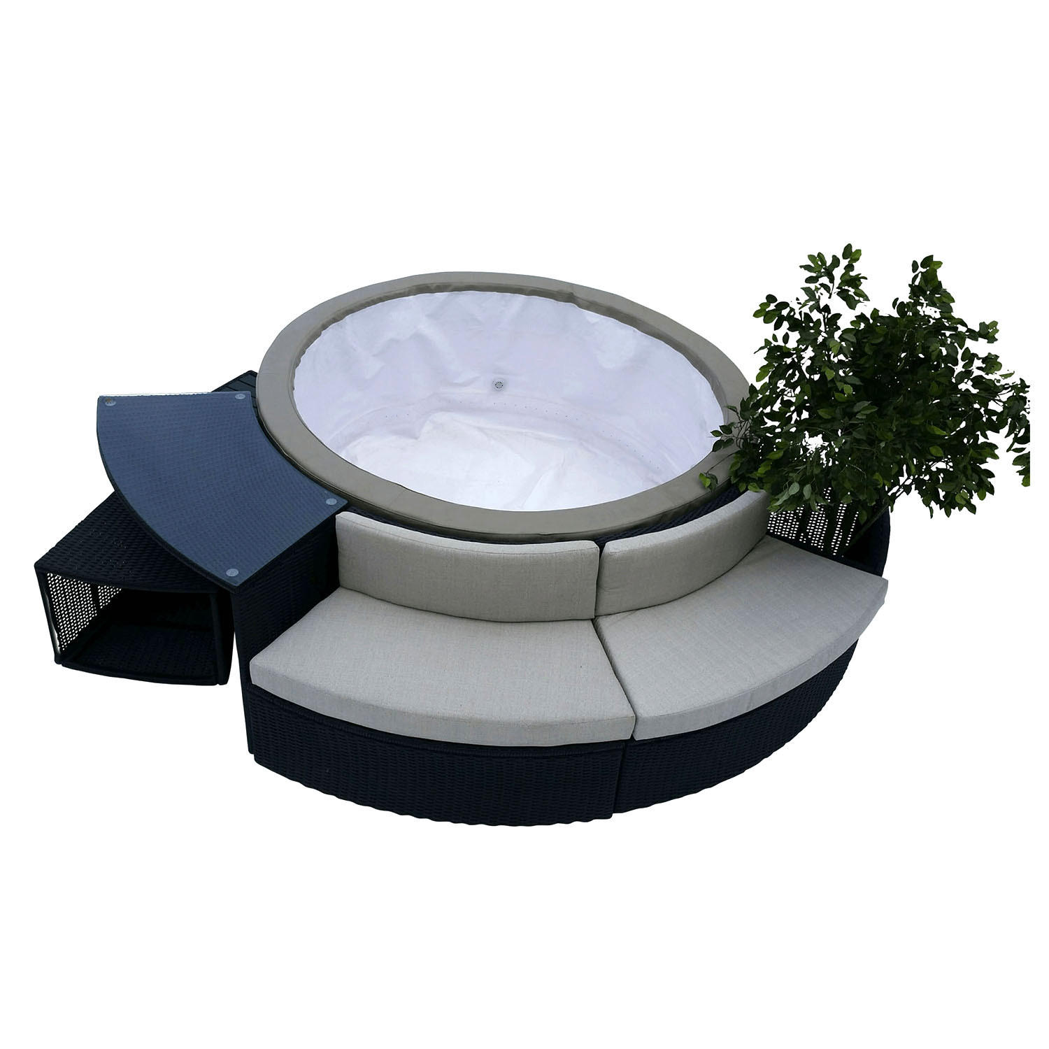 WHIRLPOOL RANDMÖBEL RUND Sitzbank rund - Braun, Naturmaterialien (112/72/50cm) - Canadian Spa Company