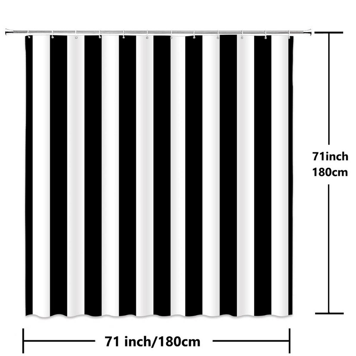 DUSCHVORHANG Schwarz Weiß gestreift 180 x 180 cm wasserdicht für Badezimmer - Multicolor, Textil (180/180cm) - MCBOSON