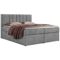 POSTEL BOXSPRING INERO 140/200 - Světle šedá Samet - Topper Visco - H3 - černá/světle šedá, textil/plast (140/200cm) - MKS
