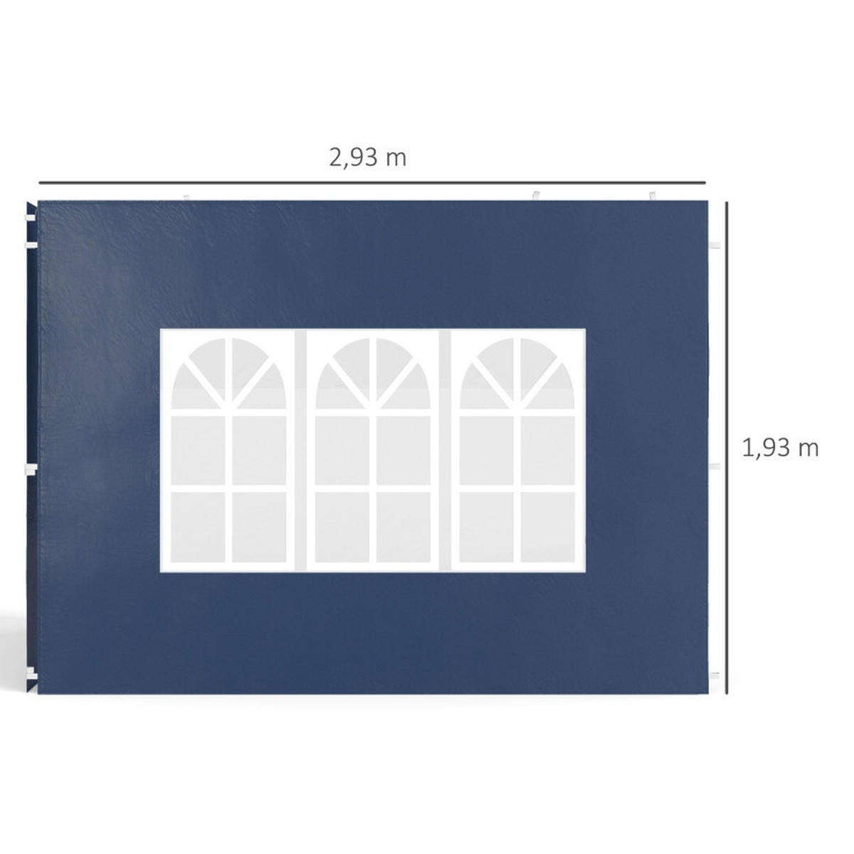 PAVILLON SEITENWÄNDE 2er Set 3x3 3x6 Fenster blau - Blau, Kunststoff (293/193/1cm) - Fortuna Lai