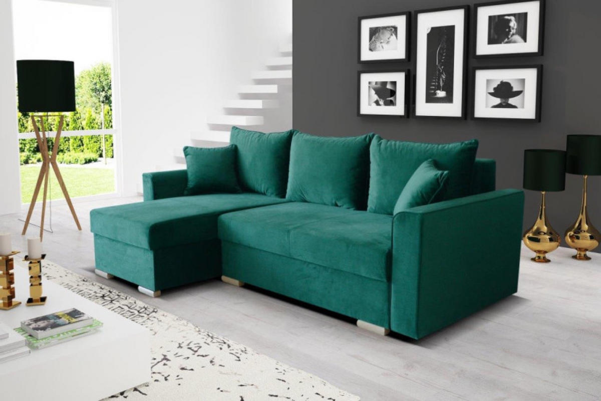 ECKSOFA Grün ALIS Mit Schlaffunktion - Grün, Textil (230/144cm) - Sepro Meble