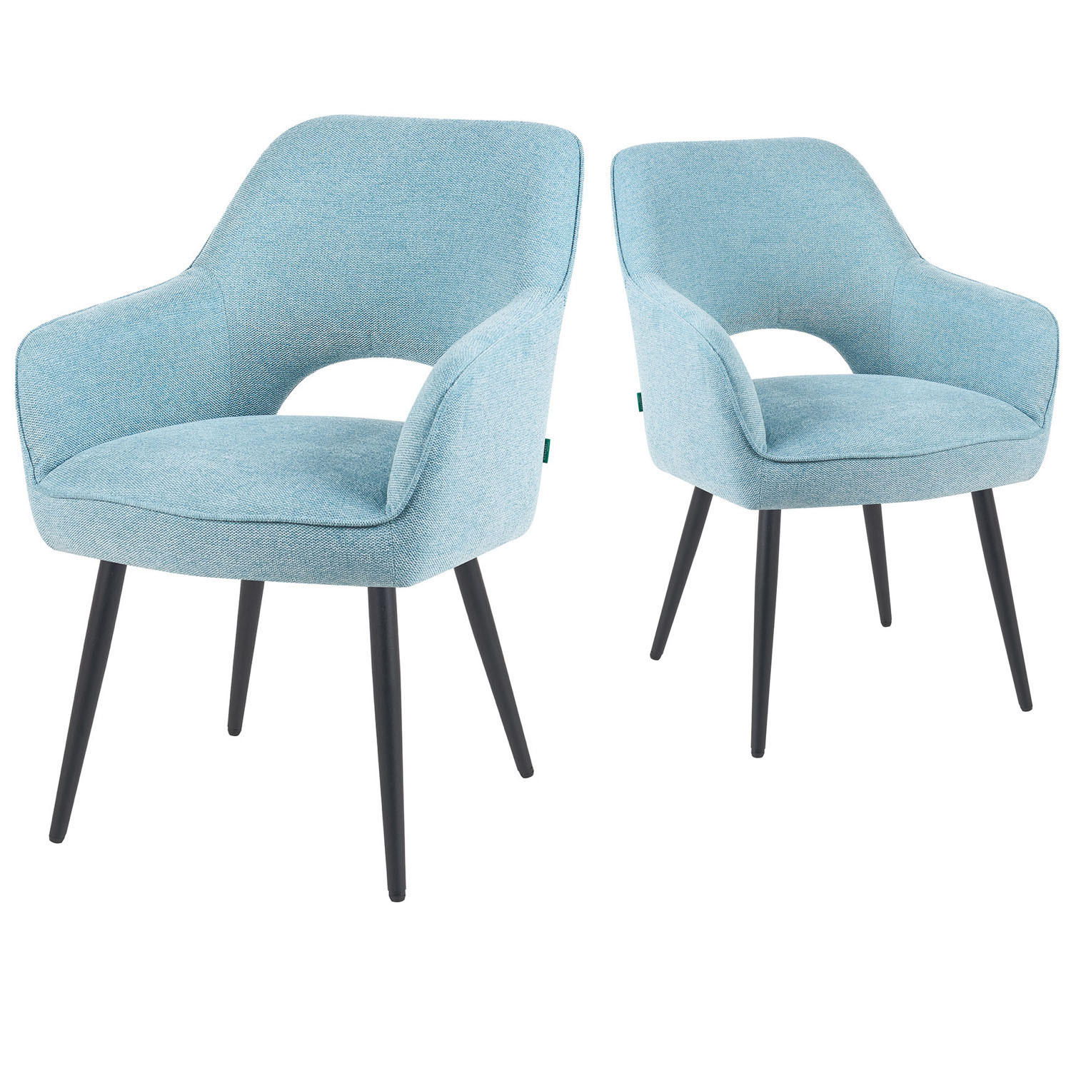 ESSZIMMERSTUHL Mika-Runa - Schwarz/Hellblau, Textil/Metall (60/87/65cm) - DUBI Möbel