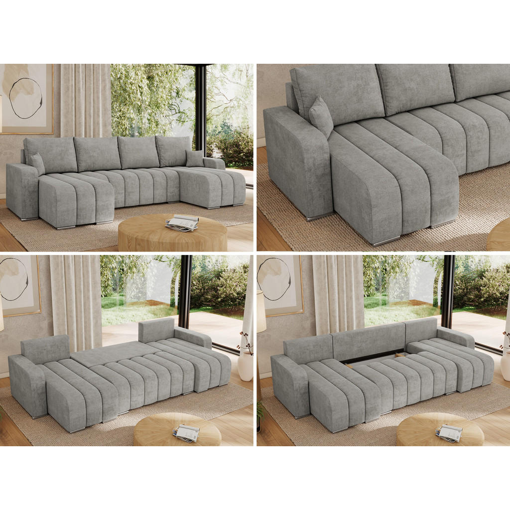 Thumbnail - MKS Wohnlandschaft, Hellgrau, Textil, 5-Sitzer, U-Form, 320x86x147 cm, Wohnzimmer, Sofas & Couches, Wohnlandschaften, Wo...