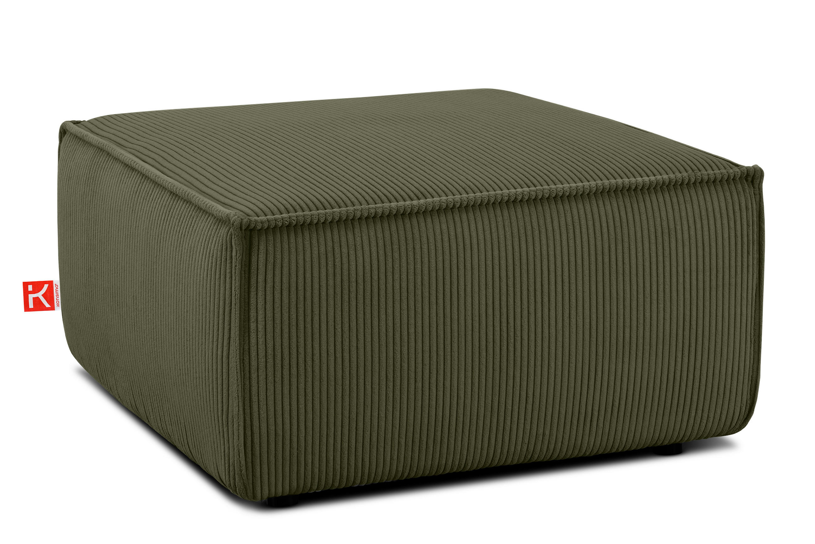 SITZPOUF NAPI gefederte Sitzfläche, grün - Schwarz/Olivgrün, Textil (83/45/83cm) - KONSIMO®