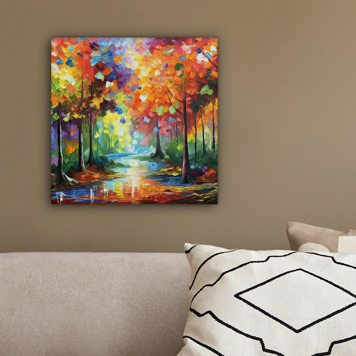 LEINWANDBILD Landschaft - Wald - Farben - Natur 20x20 cm - Multicolor, Textil (20/20cm) - MuchoWow