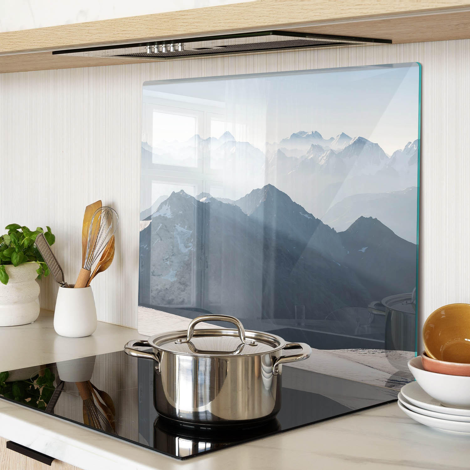 GLASPLATTE 60x52 cm Bergspitze - Grau, Glas (60/0.4/52cm) - TULUP