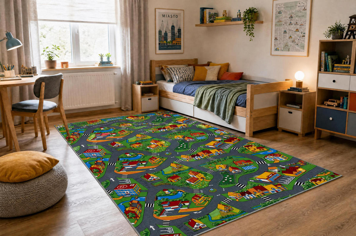 DĚTSKÝ koberec LITTLE VILLAGE Ulice 100/150 cm - různobarevná, textil (100/150cm) - rugsX