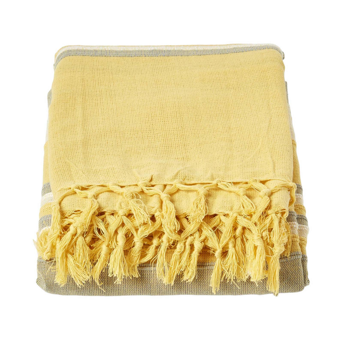 WOHNDECKE Morocco 150/200 cm, 100% Baumwolle gestreift - Gelb, Textil (150/200cm) - Homescapes