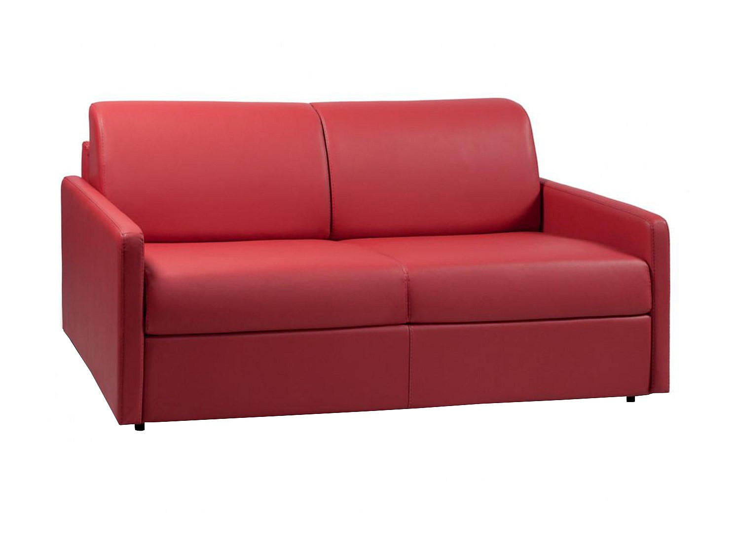 SCHLAFSOFA - 3 Personen - Kunstleder - Rot - - Rot, Leder (170/97/223cm) - Vente-Unique