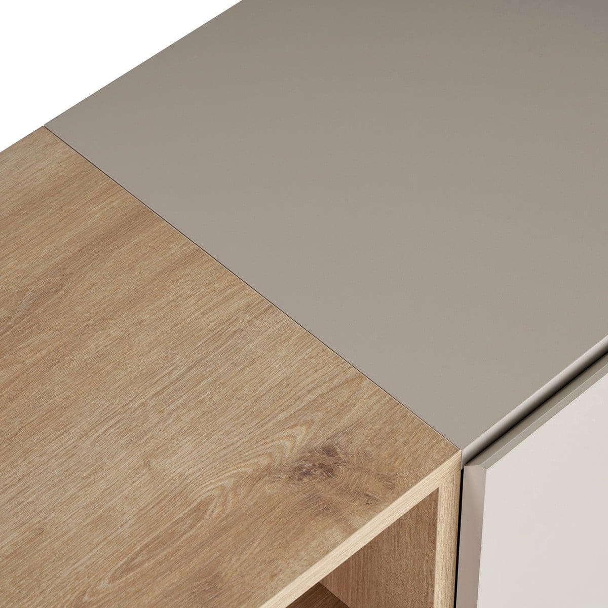 SIDEBOARD mit 4 Türen und 1 Nische, Kaschmir und Holzdekor 160/40/80 cm - Beige, Holzwerkstoff (40/80/41.5cm) - Calicosy
