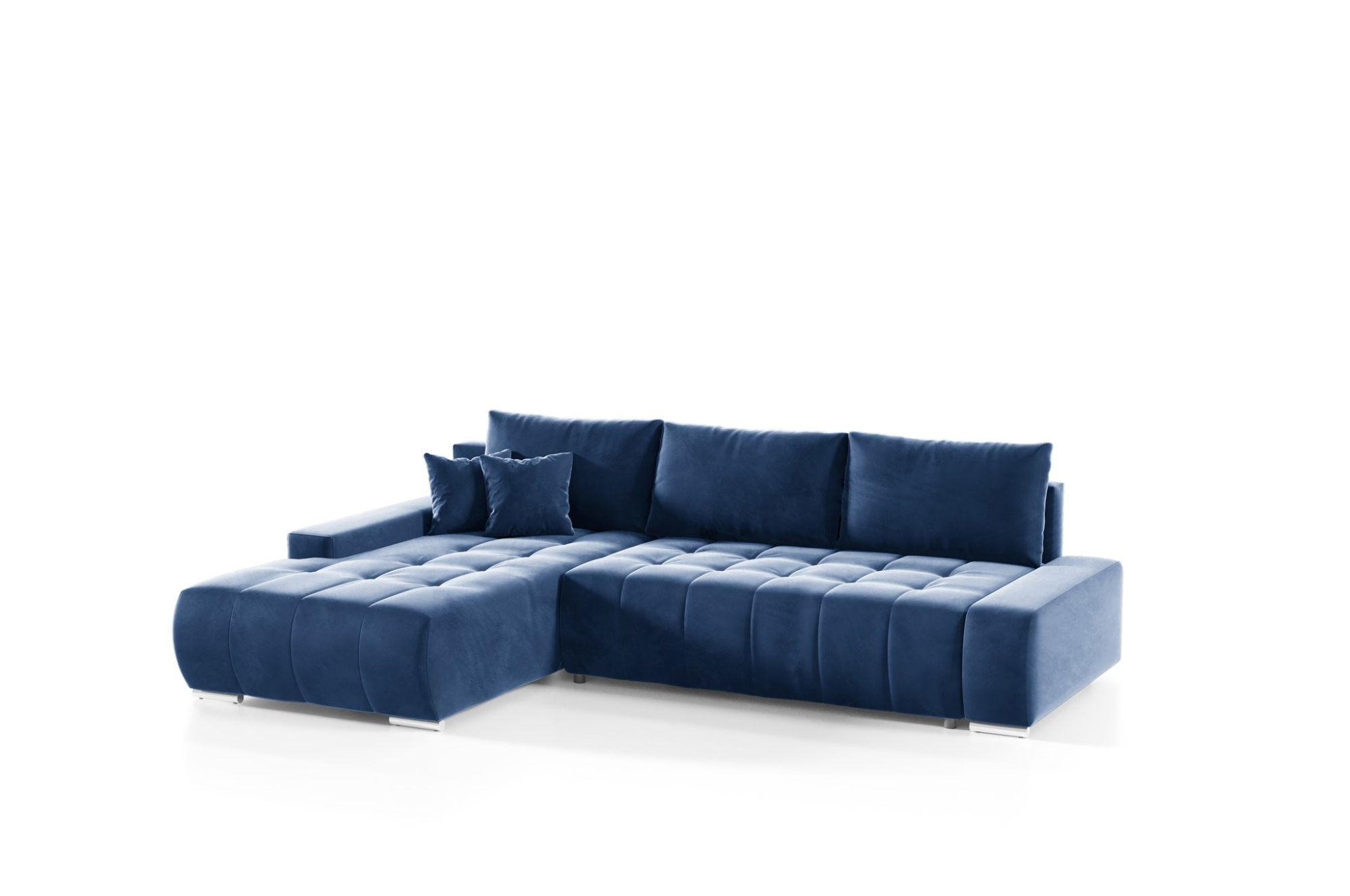 ECKSOFA Vogar In Monolith - Blau, Holzwerkstoff/Textil (265/185cm) - Fun Möbel