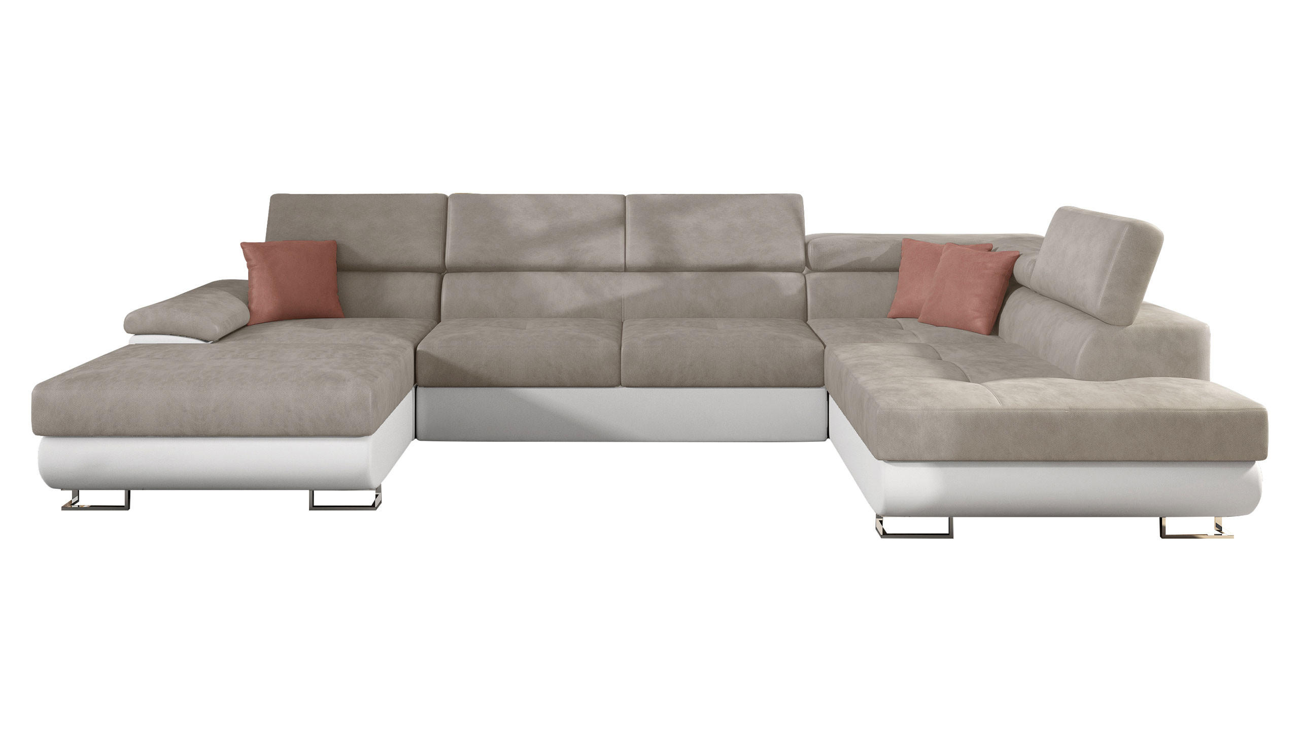 WOHNLANDSCHAFT Cotere Bis, Seite: Rechts - Beige, Holz (345/91/202cm) - MIRJAN24