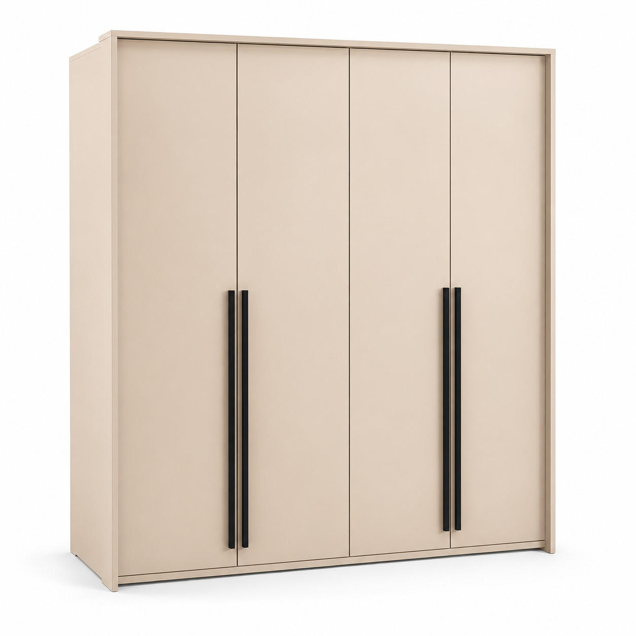 KLEIDERSCHRANK: Sandbeige / Griffe Silber, 210 x 65 x 217,2 cm - Sandfarben/Silberfarben, Holzwerkstoff (210/217.2/65cm) - 3XE LIVING