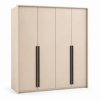 KLEIDERSCHRANK: Sandbeige / Griffe Silber, 210 x 65 x 217,2 cm - Sandfarben/Silberfarben, Holzwerkstoff (210/217.2/65cm) - 3XE LIVING