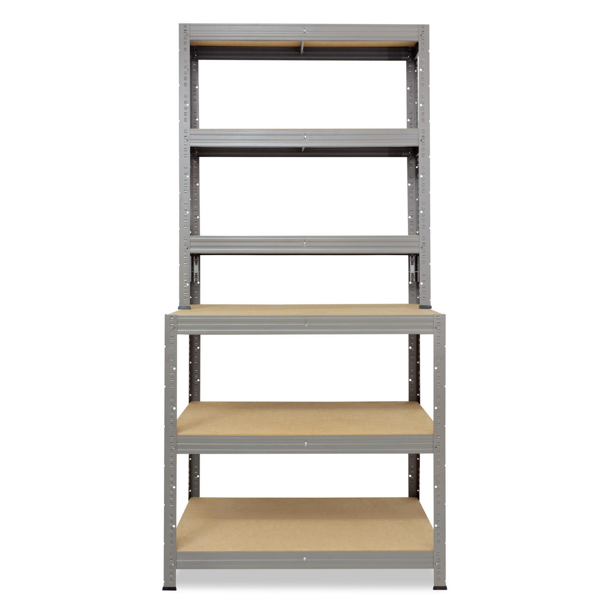 WERKBANK Regal PRO 190x80x60 cm in grau mit 6 Böden und 166 kg Traglast pro Boden - Grau, Metall (80/190/60cm) - shelfplaza