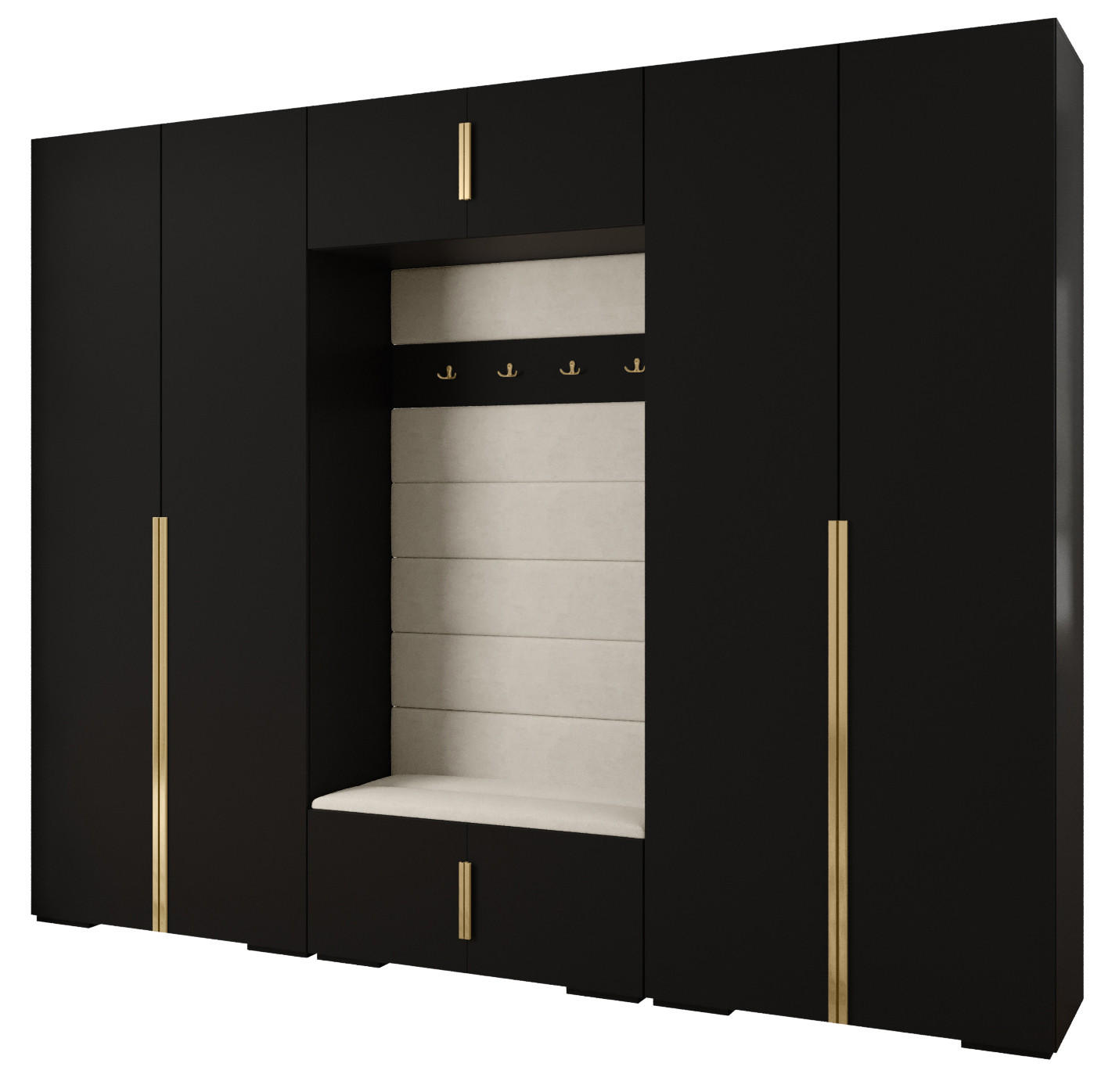 GARDEROBEN-SET 236,7/300/47 - Goldfarben/Schwarz, Holz/Kunststoff (300/236.7/47cm) - Abiks Möbel