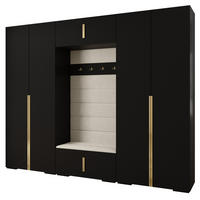 GARDEROBEN-SET 236,7/300/47 - Goldfarben/Schwarz, Holz/Kunststoff (300/236.7/47cm) - Abiks Möbel