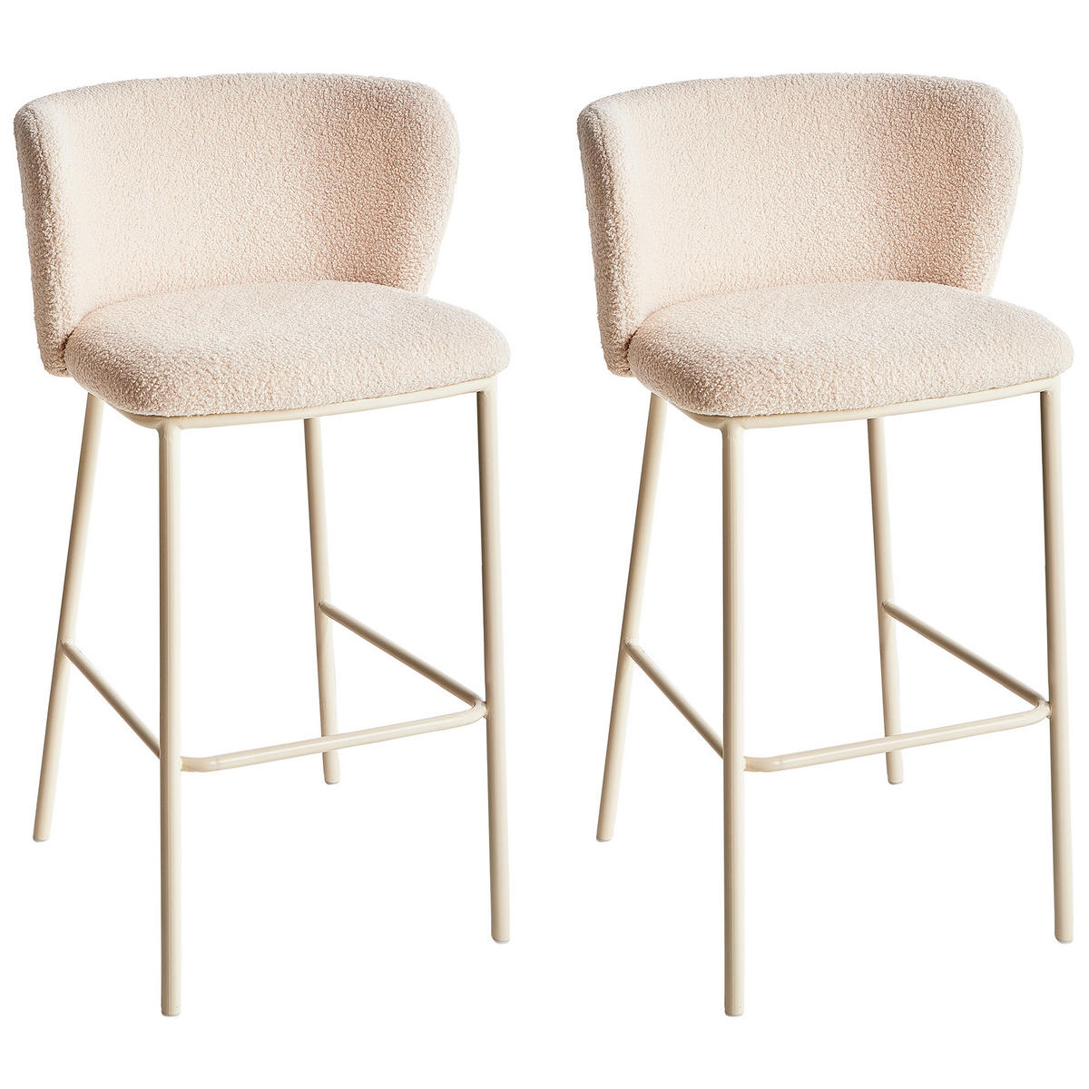 BARSTÜHLEN 2er-Set Beige Mina II - Beige, Textil (52/98/46cm) - Beliani