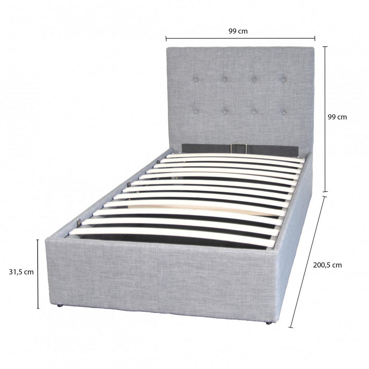 BETT PARMA mit Lattenrost 90x190 - Grau - Grau, Holz/Holzwerkstoff (90/190cm) - Weber Industries