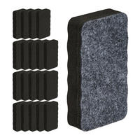 20xWHITEBOARD Schwamm - Schwarz, Textil (10.5/2/5.5cm) - Relaxdays