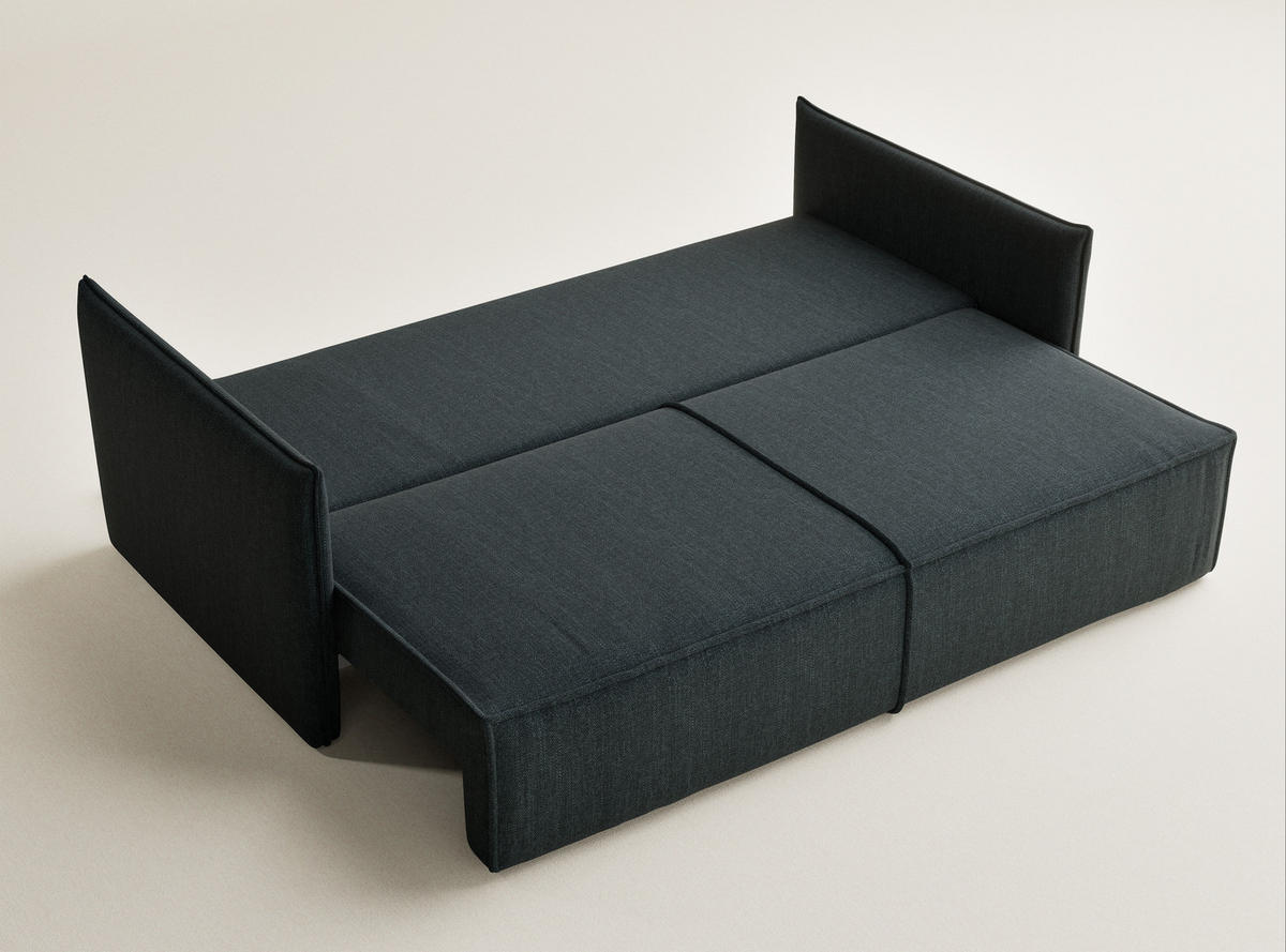 SOFA MIT SCHLAFFUNKTION Obra Türkis Webstoff - Türkis/Schwarz, Holz/Holzwerkstoff (220/70/107cm) - Maison de Reve